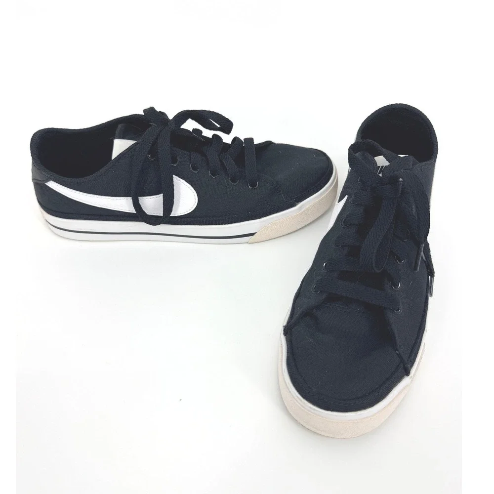 Nike Court Legacy Canvas Black White Low Top Sneakers Womens 7